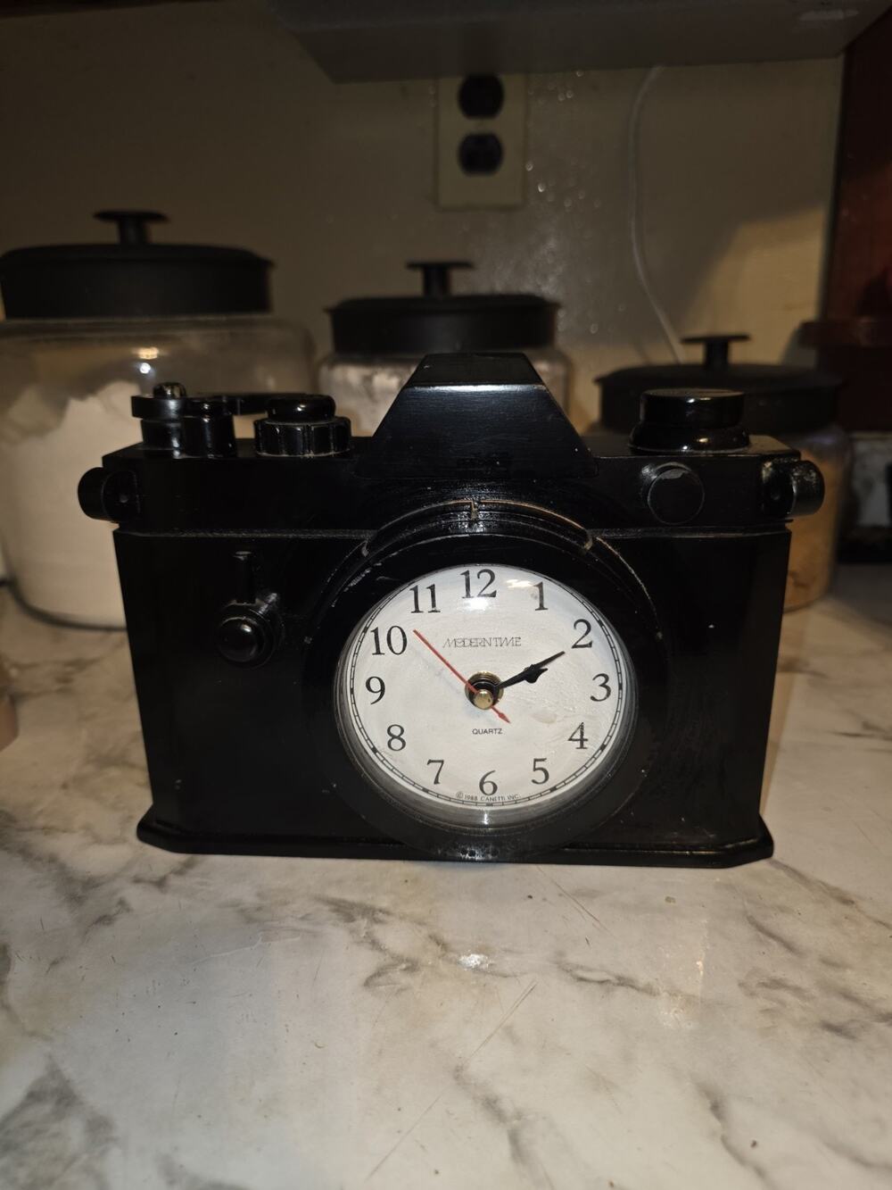 Vintage 1988 Black Canetti Clock Modern Time Works Photography Interests